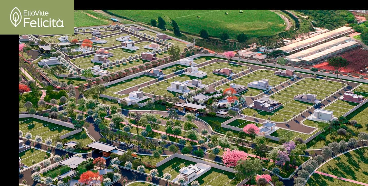 Conheça o ElloVille Felicità. Um condomínio residencial fechado de alto padrão que faz parte do bairro planejado ElloVille