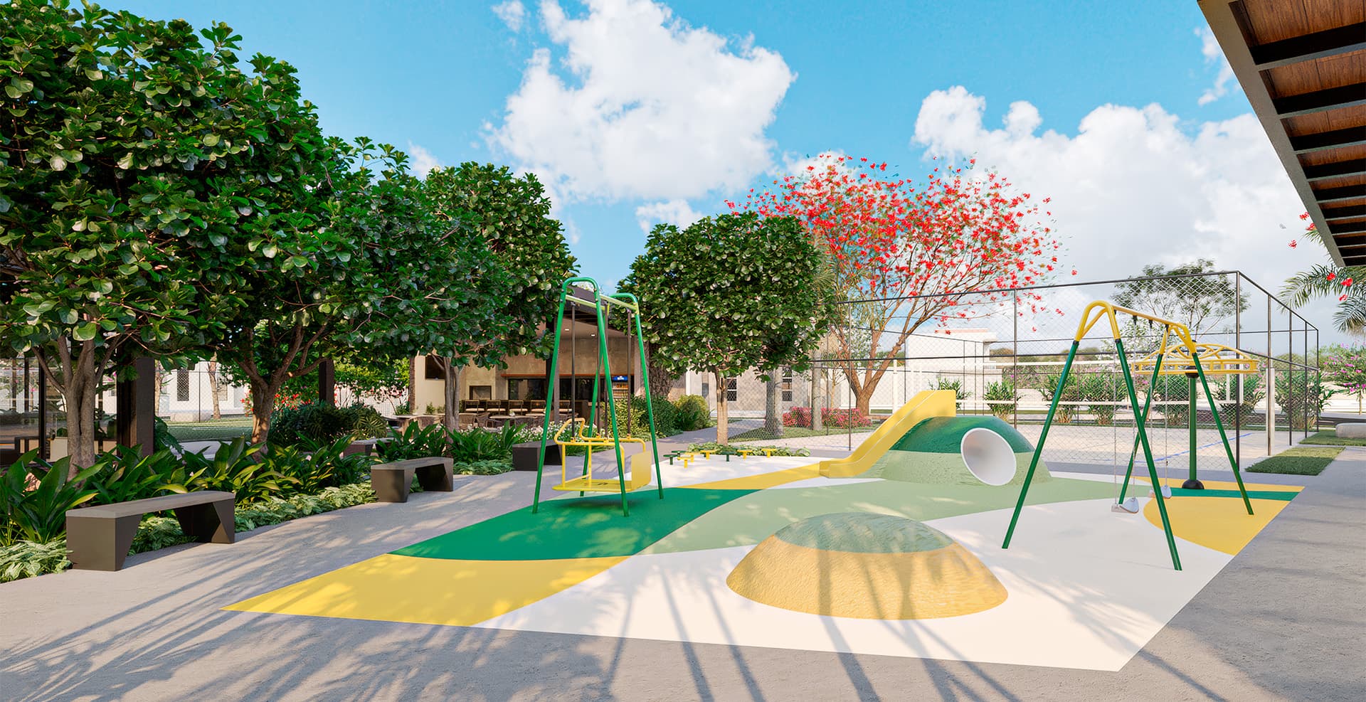 ElloVille Felicità visão interna do salão de festas ElloVille Felicità visão interna do salão de festas